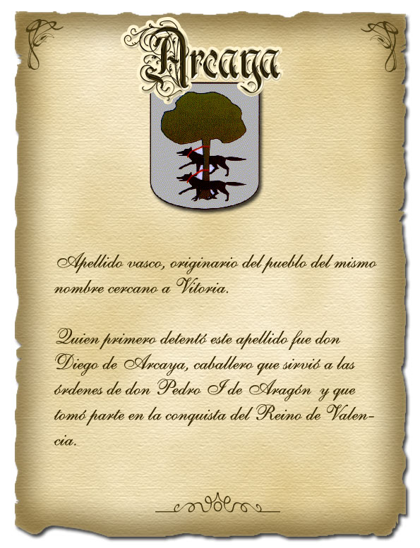 Genealogia, origen, escudo del apellido Arcaya